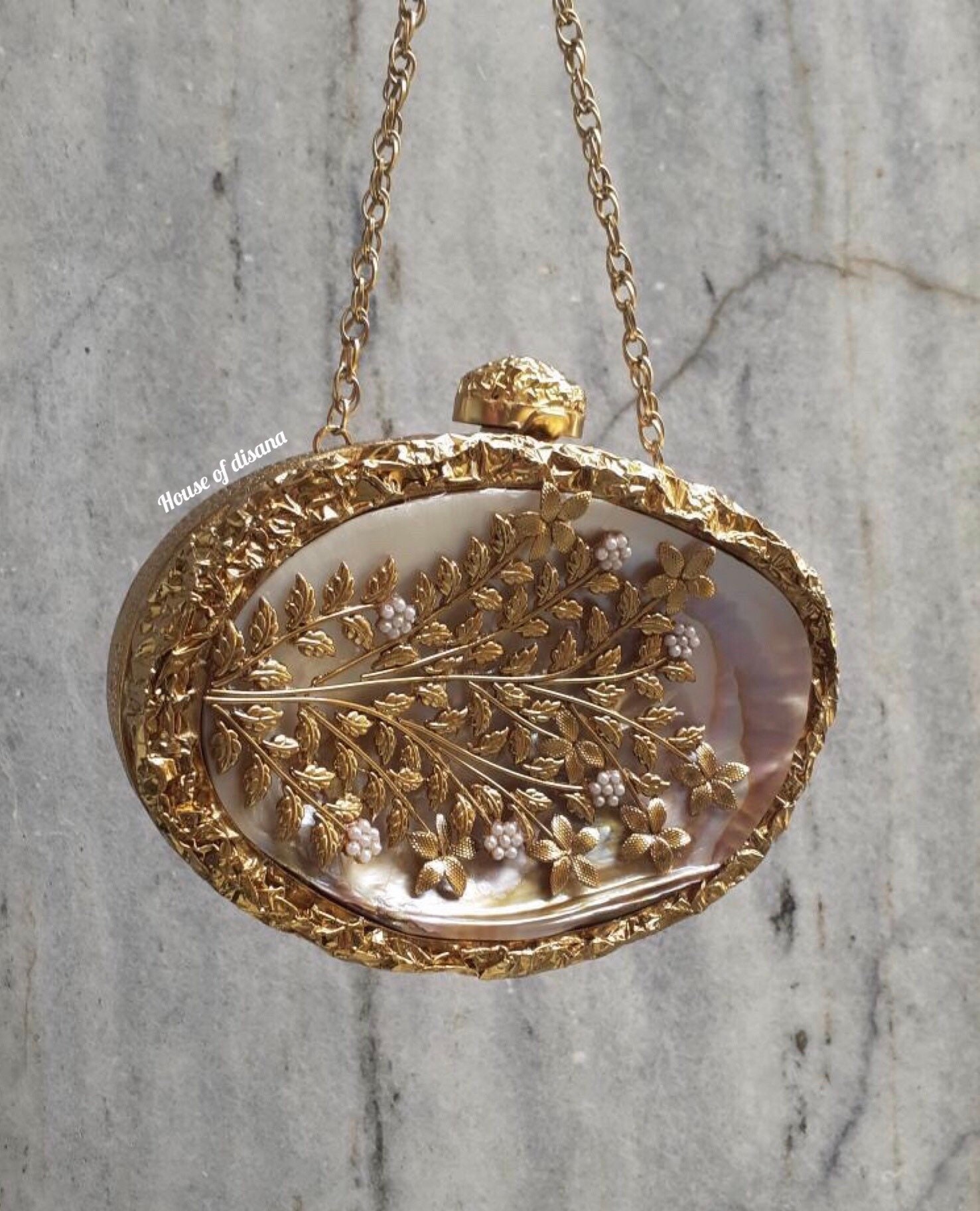 Golden metal clutch Mother of pearl clutch Seashell clutch luxury bag designer bag gifts for her evening clutch South Asian gifts bride gift