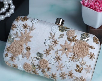 Floral embroidered clutch,wedding gift,gift for her,bohemian,clutch bags for women,evening clutch,handmade gift,mom gift,Indian bride clutch