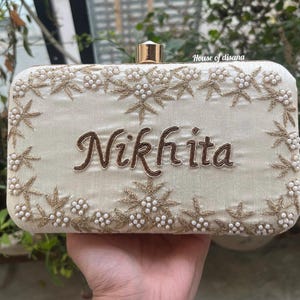 Cartera de mano personalizada, bolso de mano personalizado, regalos hechos a mano para mamá, regalo de dama de honor, bolso con monograma, regalo de boda indio, cartera de diseñador, regalo de novia