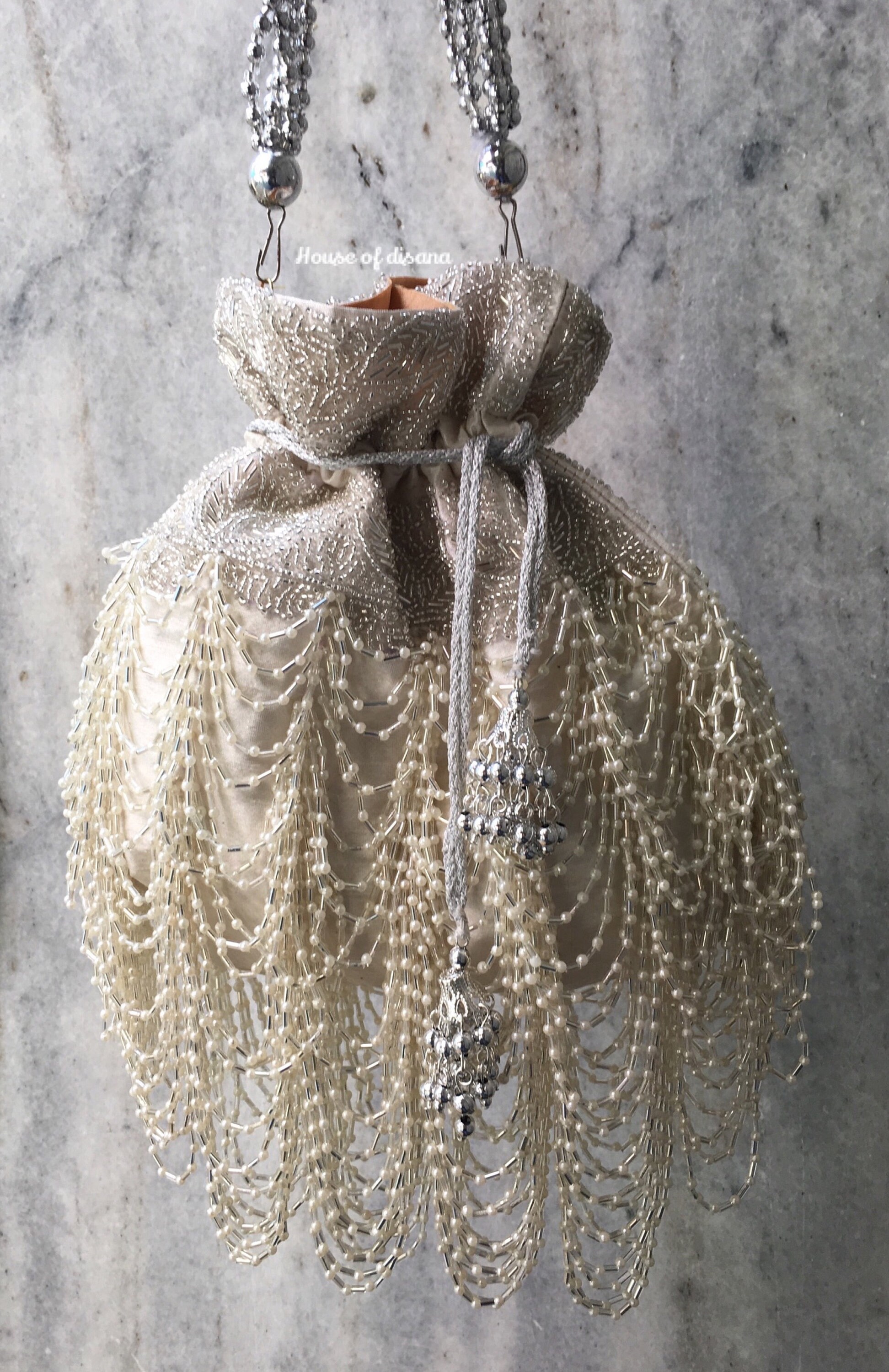 Silver Snowlace Polti bride Gift indian Wedding Accessory south Asian Gifts potli Pouch handmade Gift gift for Her tassle Potli designer Bag Etsy UK