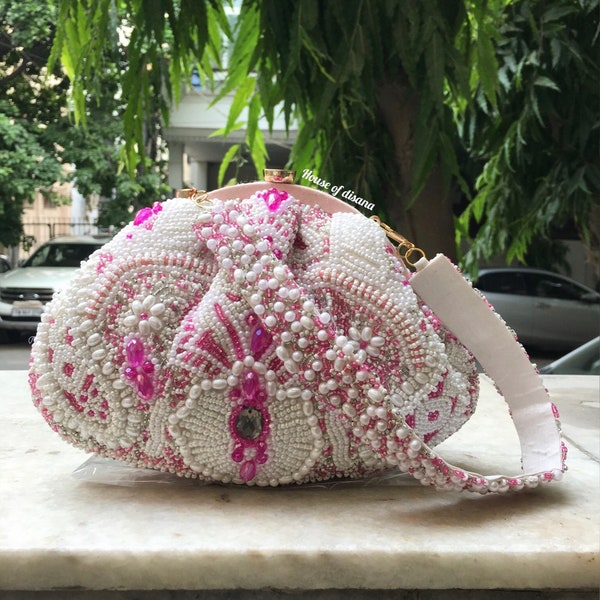 Heavy handwork batua bag,potli bag, pearl bag,evening clutch,indian wedding accessory,gifts for her,luxury bag,potli purse,south Asian gifts