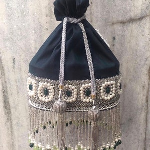 Emerald potli bag,luxury bag,bridal clutch,indian wedding gift,gifts for her,pink potli bag,pearls bag,designer bag,handmade gift,bride bag