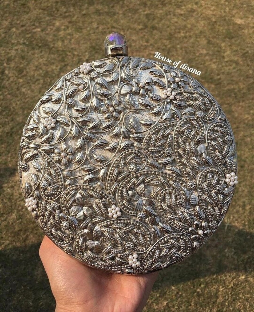 Silver Designer Style Rounded Clutch main image 1