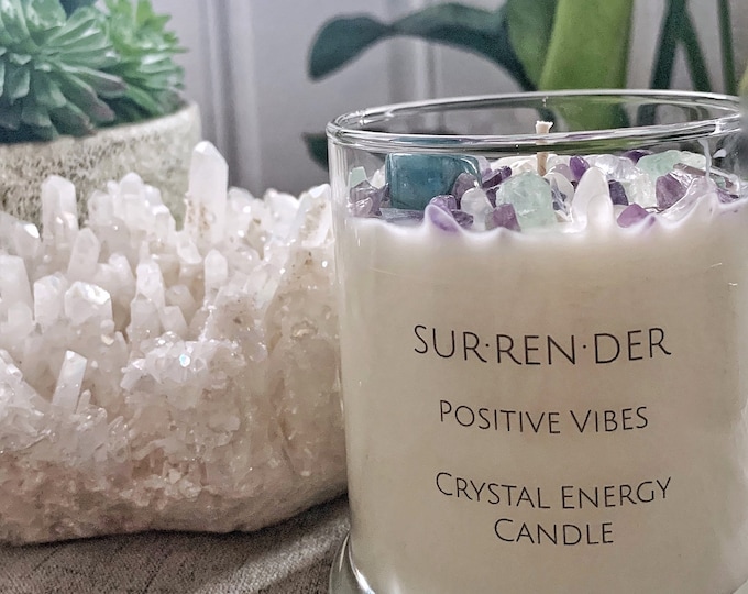 Positive Vibes Crystal Infused Candle - Etsy