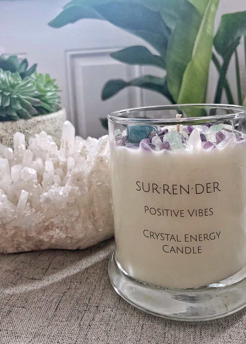 Positive Vibes Crystal Infused Candle Etsy