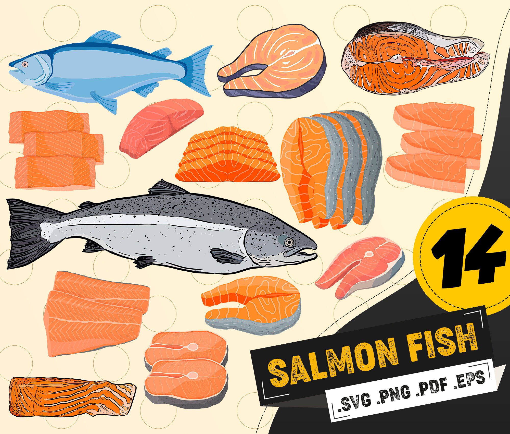 Salmon Fish svg Salmon fishing Salmon Fish Stencil salmon | Etsy