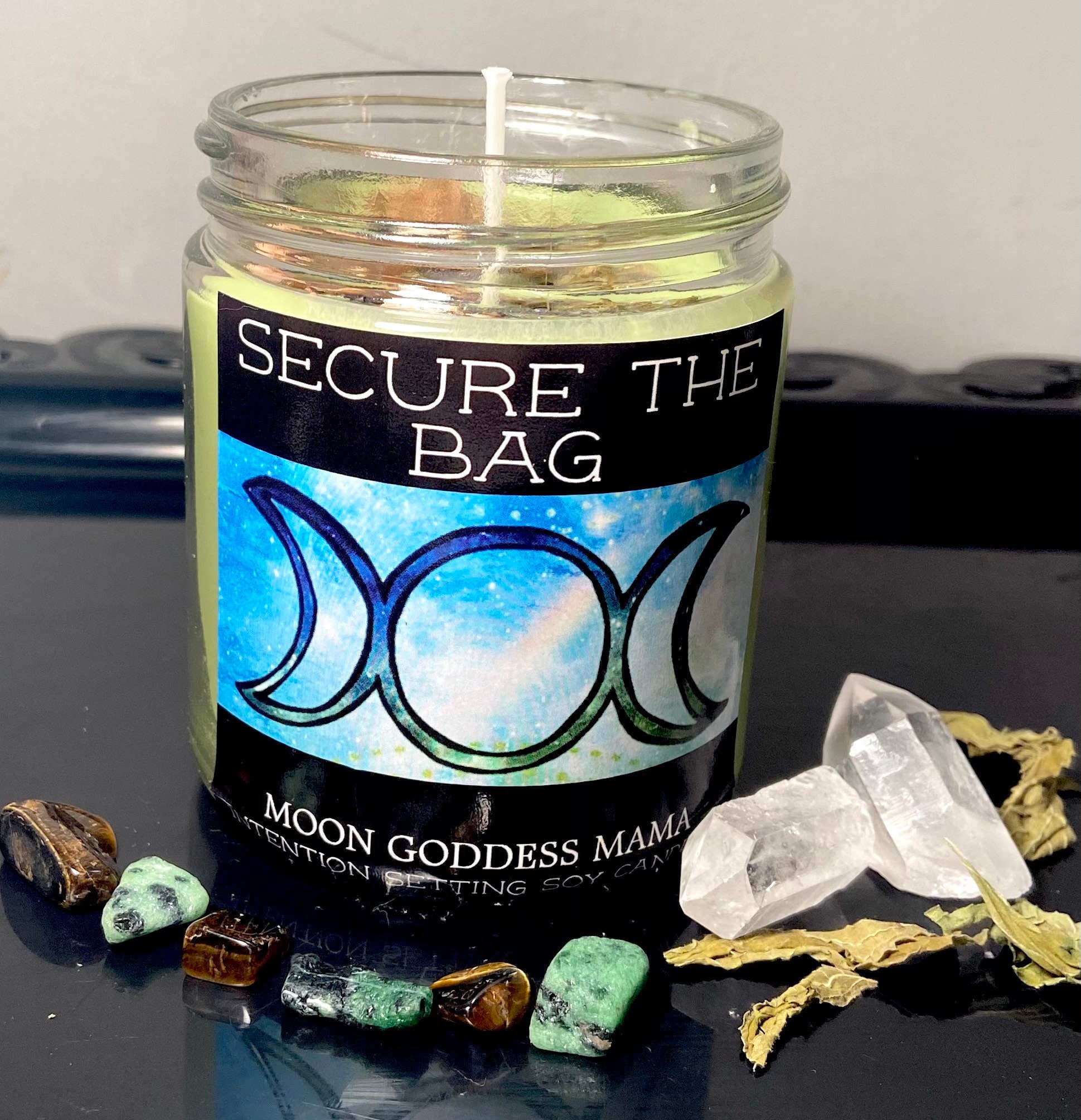 Crystal Candle, Money Spell Candle, Prosperity Candle, Soy Wax Secure the Bag Candle Etsy