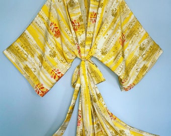 Handmade Kimono Yellow Unisex / Dustercoat / Coverup / Beachto Bar