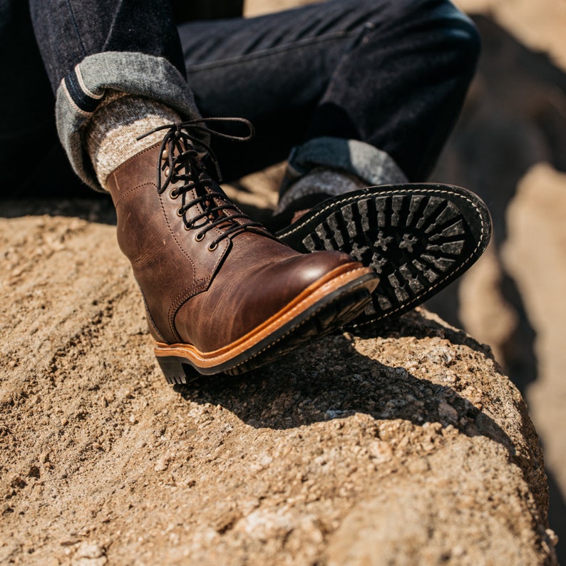 Lincoln Mens Rugged Handcrafted Laceup Boots in Goodyear Welt Etsy UK