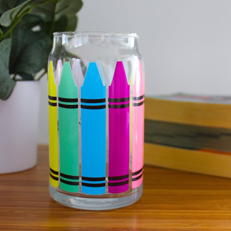 Teacher Appreciation Personalized Gift Color Changing Crayons Glass Can Daycare Teacher Gift Elementary Teacher Teacher Coffee Cup image 4