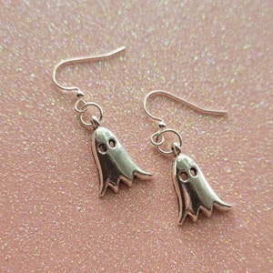 Silver Ghost Dangle Earrings