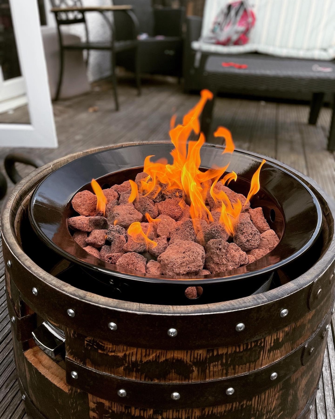 Whisky Barrel Gas Fire Pit. Outdoor Fire . Garden Fire . Etsy UK