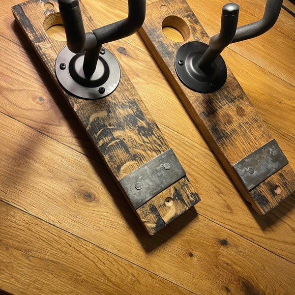 Gancho para guitarra de barril de whisky de roble: colgador de paletas de madera recuperada