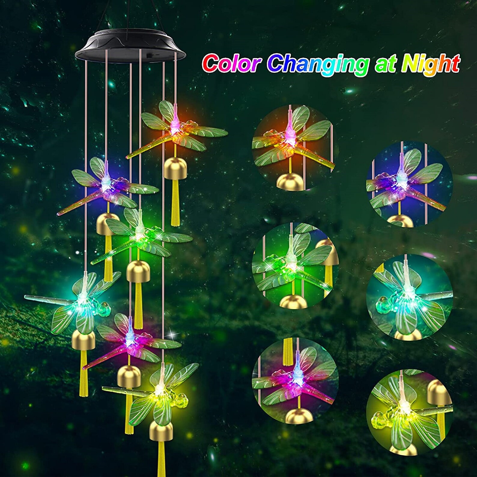 LED Solar Dragonfly Wind Chime Mobile Hanging Wind Chime for Etsy