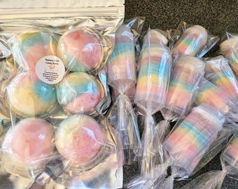 Rainbow Cotton Candy Bombs & Push Pop Party Favors