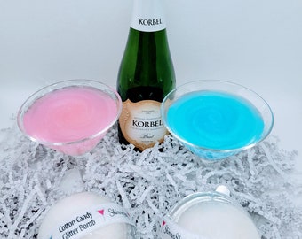 6 Gender Reveal - Gourmet Cotton Candy Glitter Bombs!  Your choice of Pink or Blue glitter.  Baby Boy or Baby Girl drink bombs!