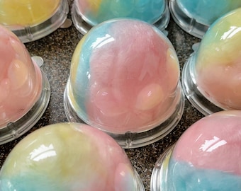 Rainbow Cotton Candy Bombs: Silver Party Favors, option to add Happy Birthday or Custom sticker
