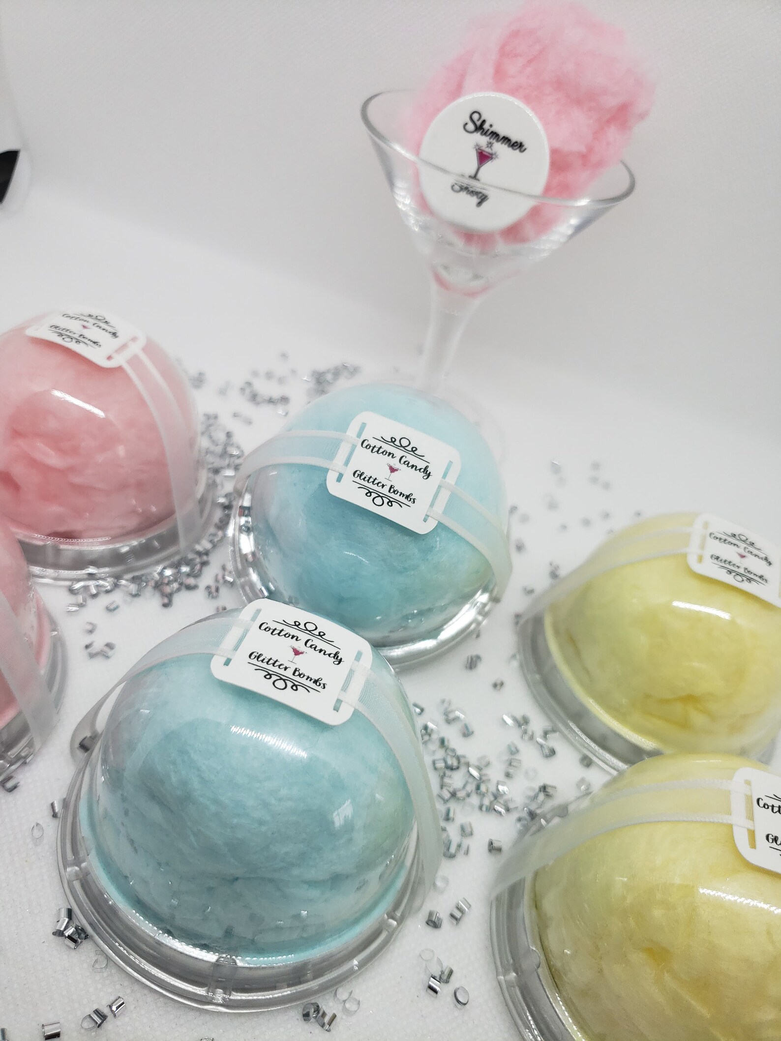 36 Bombs Cotton Candy Glitter Bombs Pink Blue Yellow or Etsy