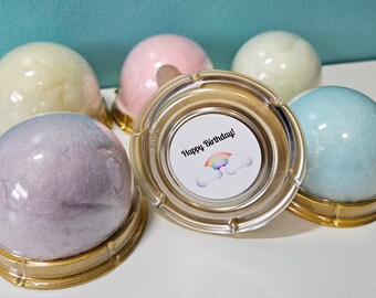 Gourmet Cotton Candy Bombs: Gold packaging, Rainbow Colors, Custom sticker Option
