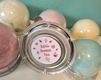 Gourmet Cotton Candy Bombs: Silver Packaging, Rainbow Colors, Custom sticker option