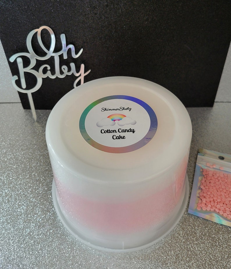 Oh Baby Cotton Candy Cake Incl Acrylic Cake Topper and Pink or Blue