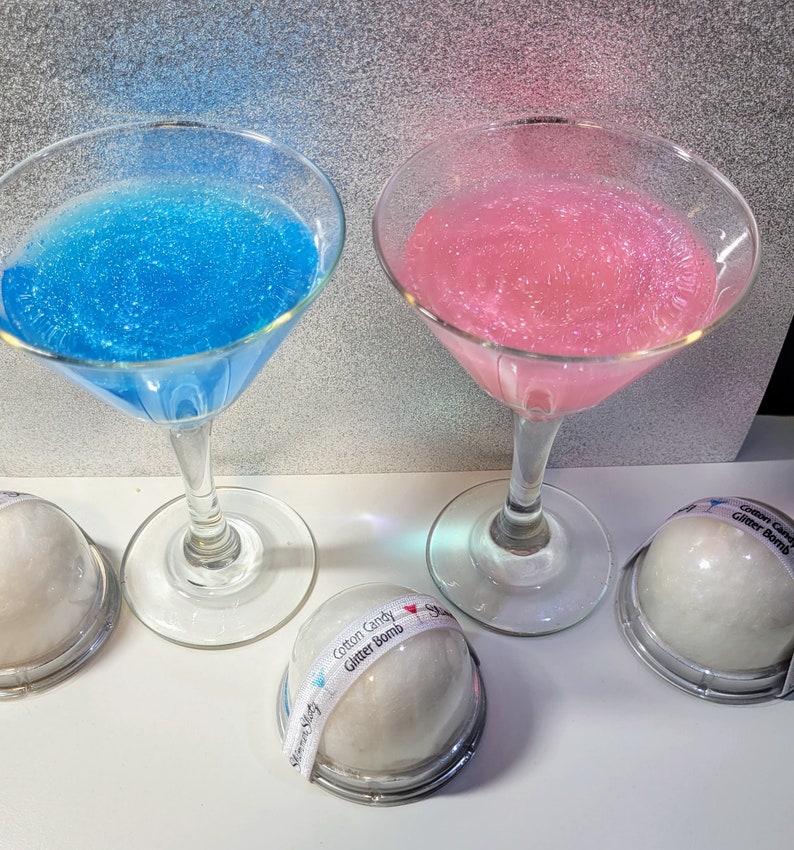 Gold Gender Reveal Cotton Candy Glitter Drink Bombs: Pink or Blue Glitter Bild 2