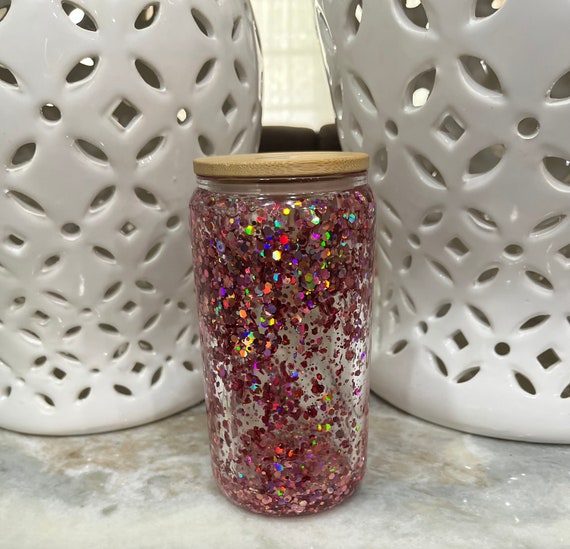 Snow Globe Glass Can Glass Snow Globe Can Glitter Cup Etsy