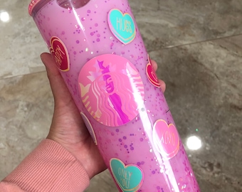 Valentines Snowglobe Tumbler | Snowglobe Tumbler | Conversation Heart Tumbler