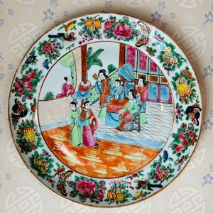 Vintage Rose Medallion Plate| Famille Rose| Porcelain Plate| Asian Decor