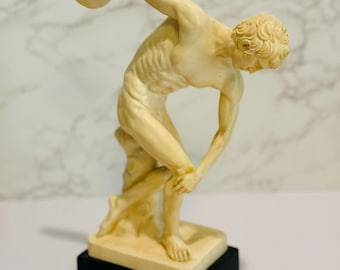 A. Santini Disc Thrower statue 12 h x 5 l x 3.5 w| Wedding Keepsake Gift | Bridal Shower Gift | Male Figurine | Greek God