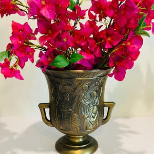 Antique Renaissance Carved Urn Vase| Brass Vase| Old World Style