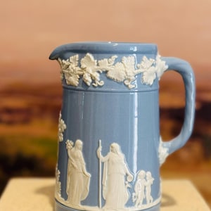 Vintage Wedgwood of Eturia Pitcher Cornflower Powder Blue Embossed Pitcher  | Vintage Dish| Wedgwood| Vintage Pitcher
