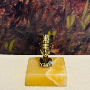 Brass Nefertiti Bust on Onyx Base  | Brass Figurine  | Home Decor Figures