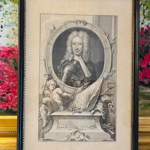 Antique Engraving of Charles Mordaunt, Earl of Peterborough – Framed 18th Century Portrait Print