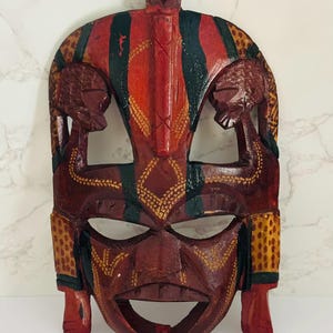 Hand Carved Wood African Mask | Tribal Art| Exotic Wall Decor