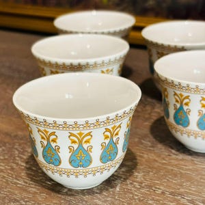 Set of 6 Turkish Green and Gold cups | Middle Eastern Decor | Decorative Drinkware | Unique Coffee Cups | Luxury Tea Set |