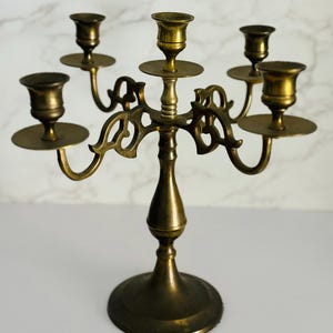 Vintage 5 Arm Candelabra| Vintage Brass Decor | Bohemian Decor |  Home Decor | Antique Candleholder
