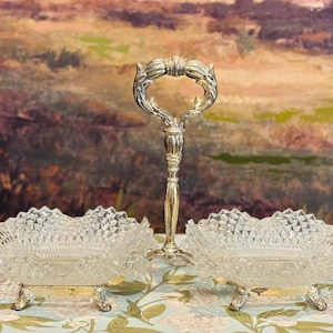 Victorian Silver and glass bowl serving dish | Vintage Silver Decor |  Home Decor | Antique Tray