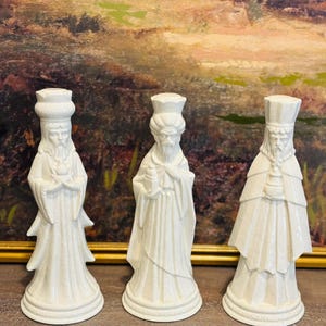 MCM Ivory Iridescent Three Wise Men | Figurine Bust | Religious Bust | Classical Bust | Bust Sculpture | Home Decor Sculpture |