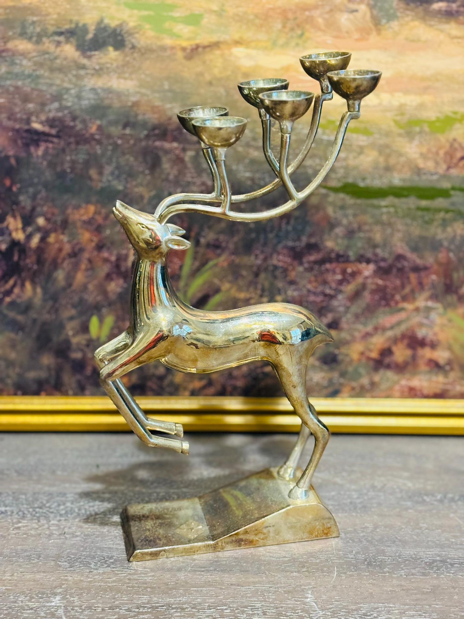 Paire De Bougeoirs En Métal Argenté Renne – Pour 12 Bougies, Déco Moderne
