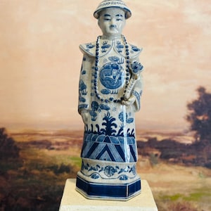 Blue and White Emperor Qing Dynasty | Asian Figurine