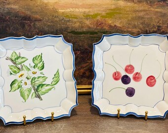 Vintage Vietri Vegetable Majolica Plates: Hand-painted  Vietri Italian Majolica Ceramic Vegetable Hand Painted Large Vintage Set of 5 main image 0
