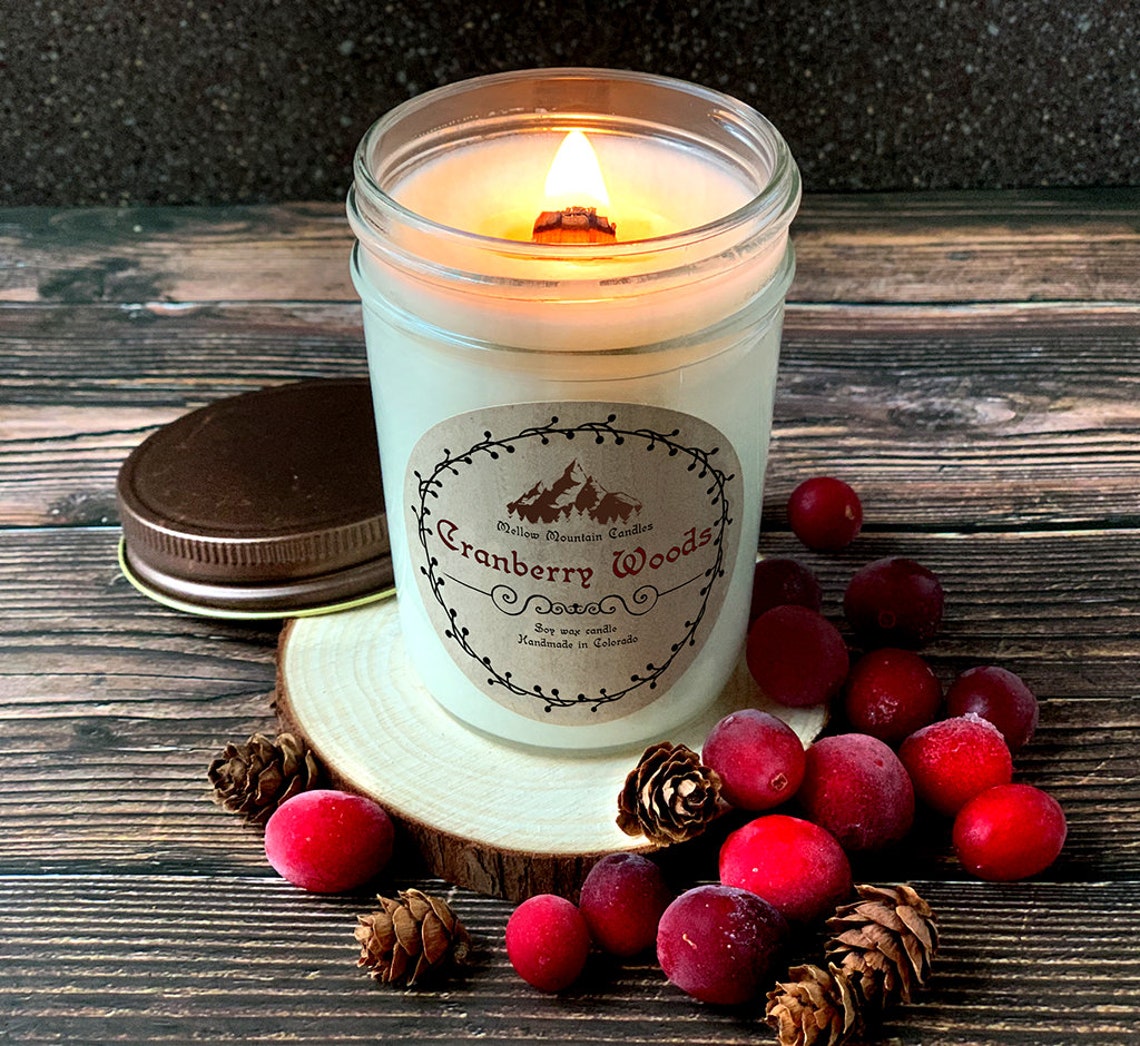 Frosted Juniper Soy Candle Scented Winter Candles Wooden Etsy