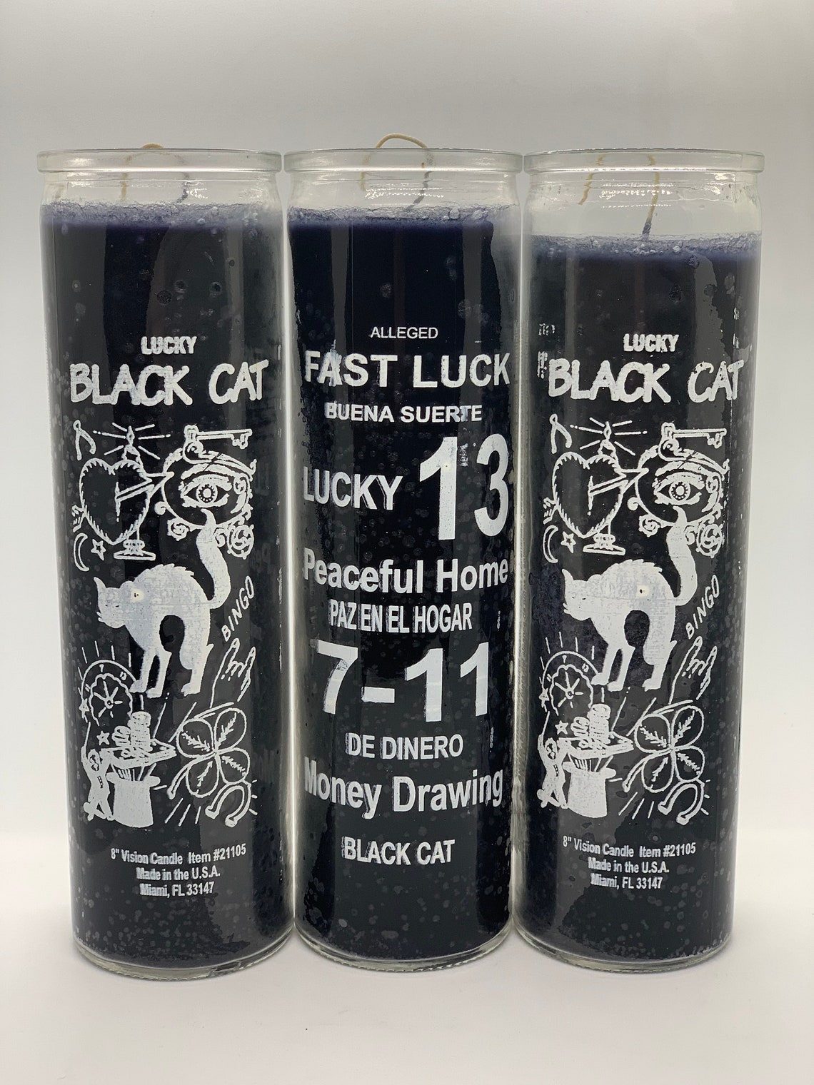 Black Cat Fast Luck Lucky 13 Candle Etsy