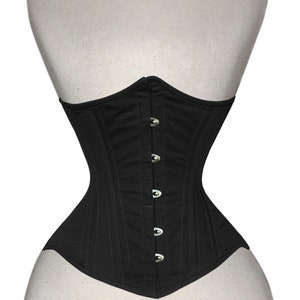 Long Overbust Black Steel Boned Corset In Velvet By Playgirl