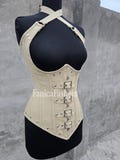 Steel Boned Cotton Corset: Steampunk Goth Waist Trainer
