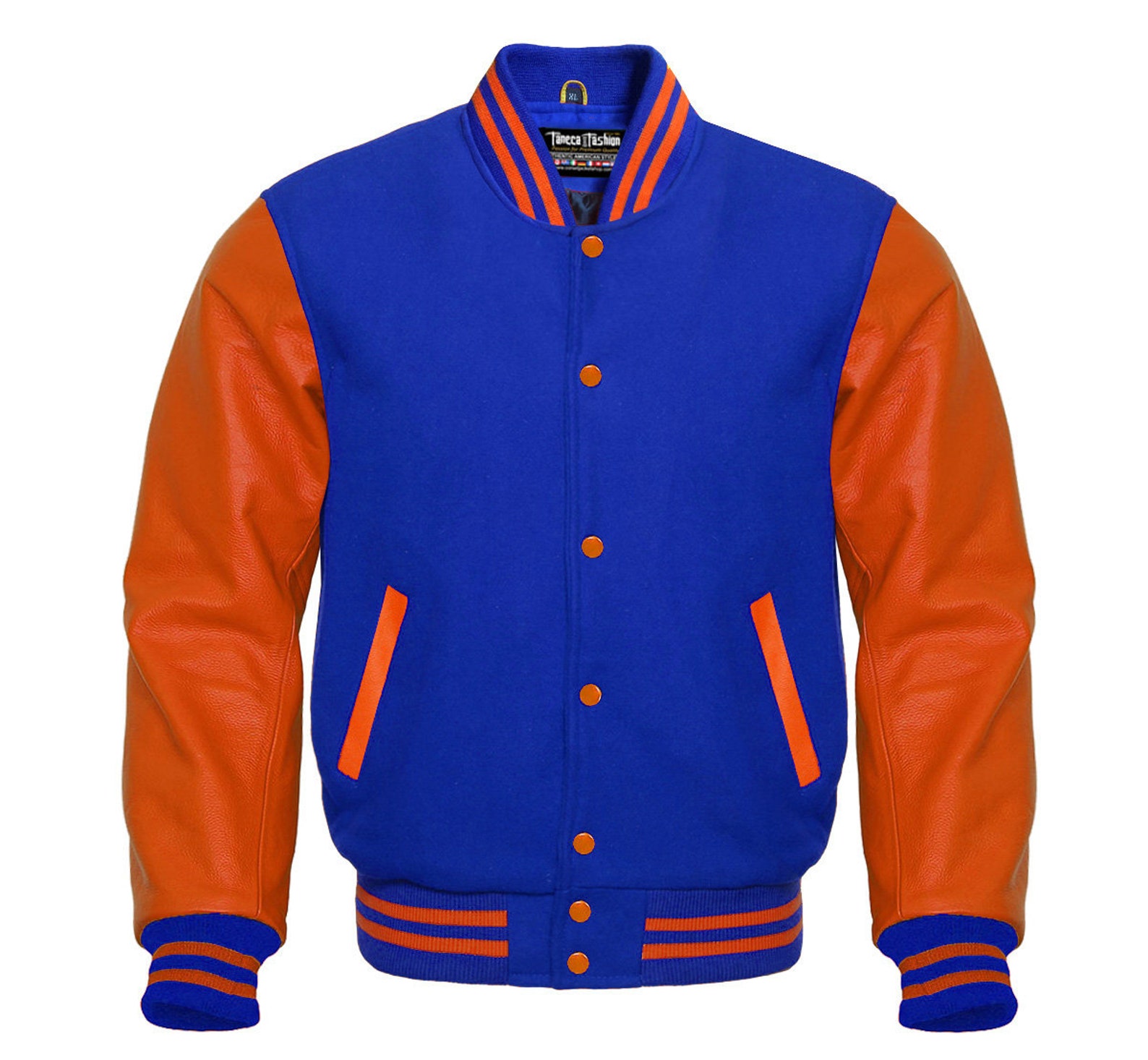 Varsity Royal Blue Wool and Genuine Orange Baseball Bomber Etsy