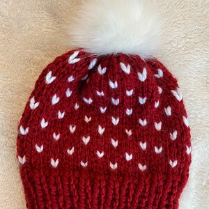 Gorro de punto de invierno para mujer con forma de corazón
