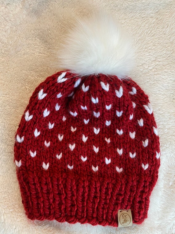 Women’s Handmade Knit Heart Beanie | NWT Handmade Knitted Women main image 4