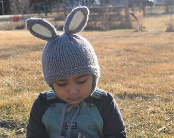 Bunny hat, knit bunny hat, child hat, rabbit hat, Easter hat, Easter knit hat, baby rabbit hat, child beanie